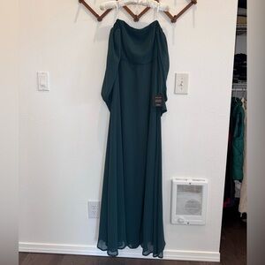 Emerald Chiffon Bridesmaid Dress Off the Shoulder Maxi